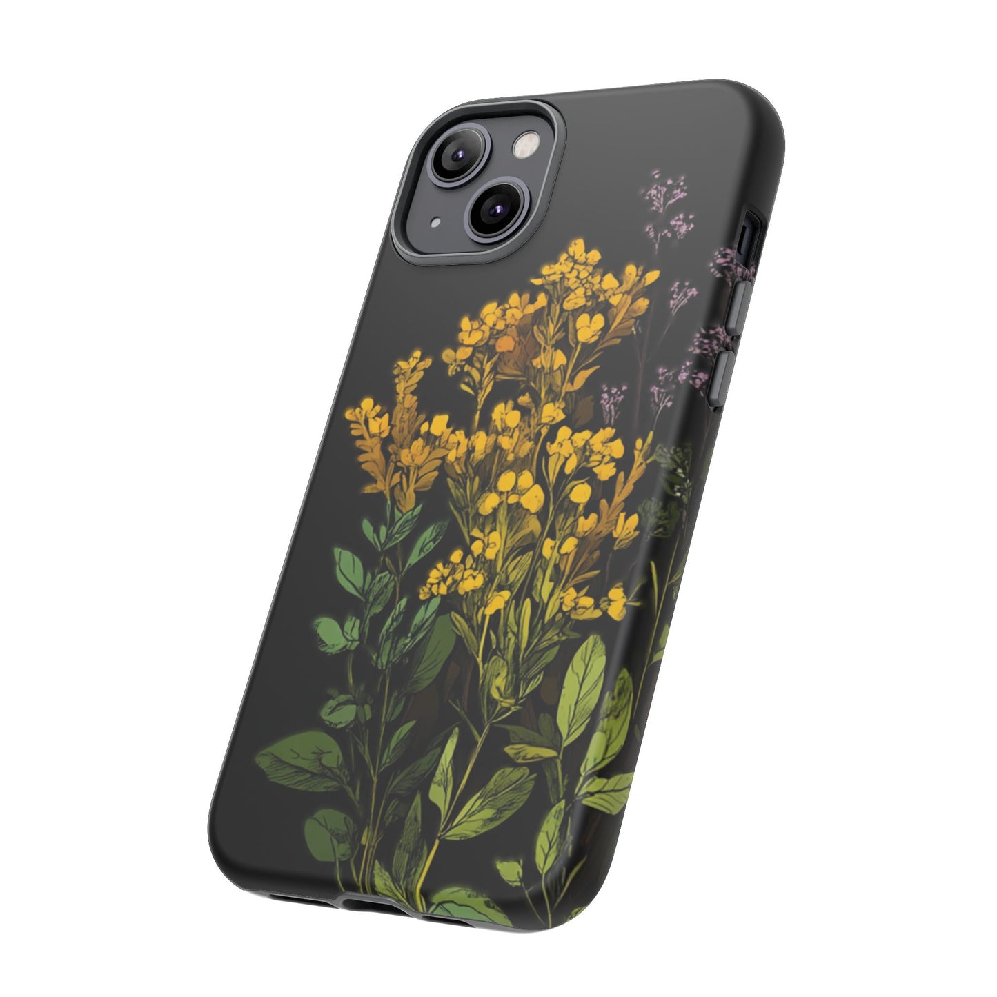 Floral Tough Phone Case - Elegant Yellow Botanical Design