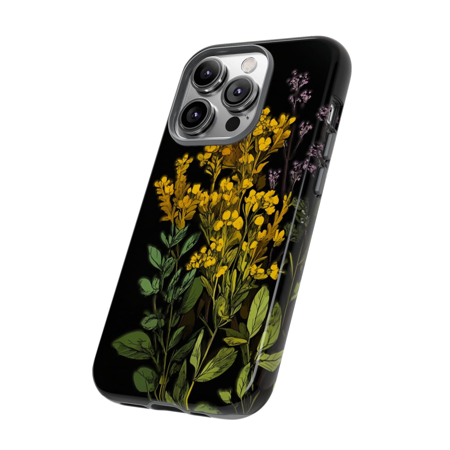 Floral Tough Phone Case - Elegant Yellow Botanical Design