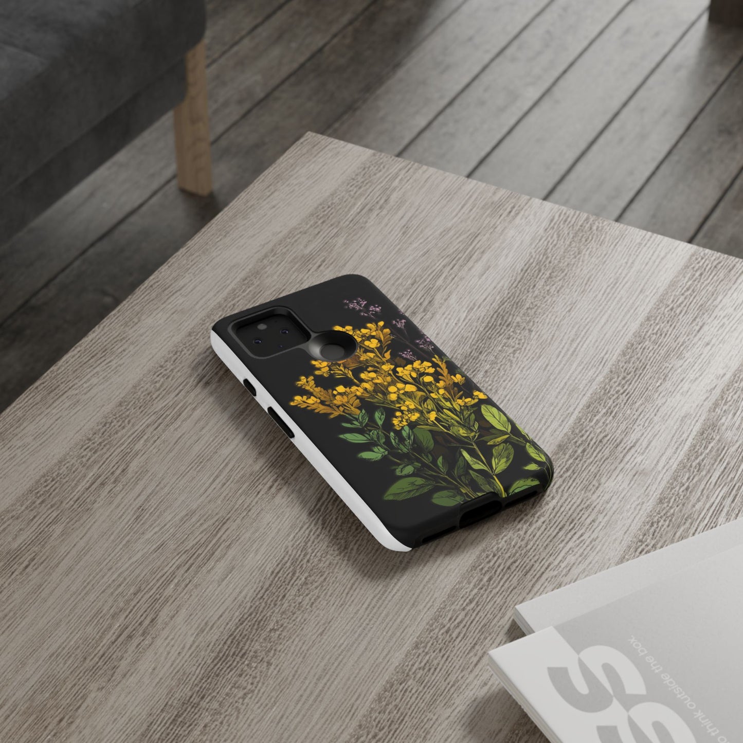 Floral Tough Phone Case - Elegant Yellow Botanical Design