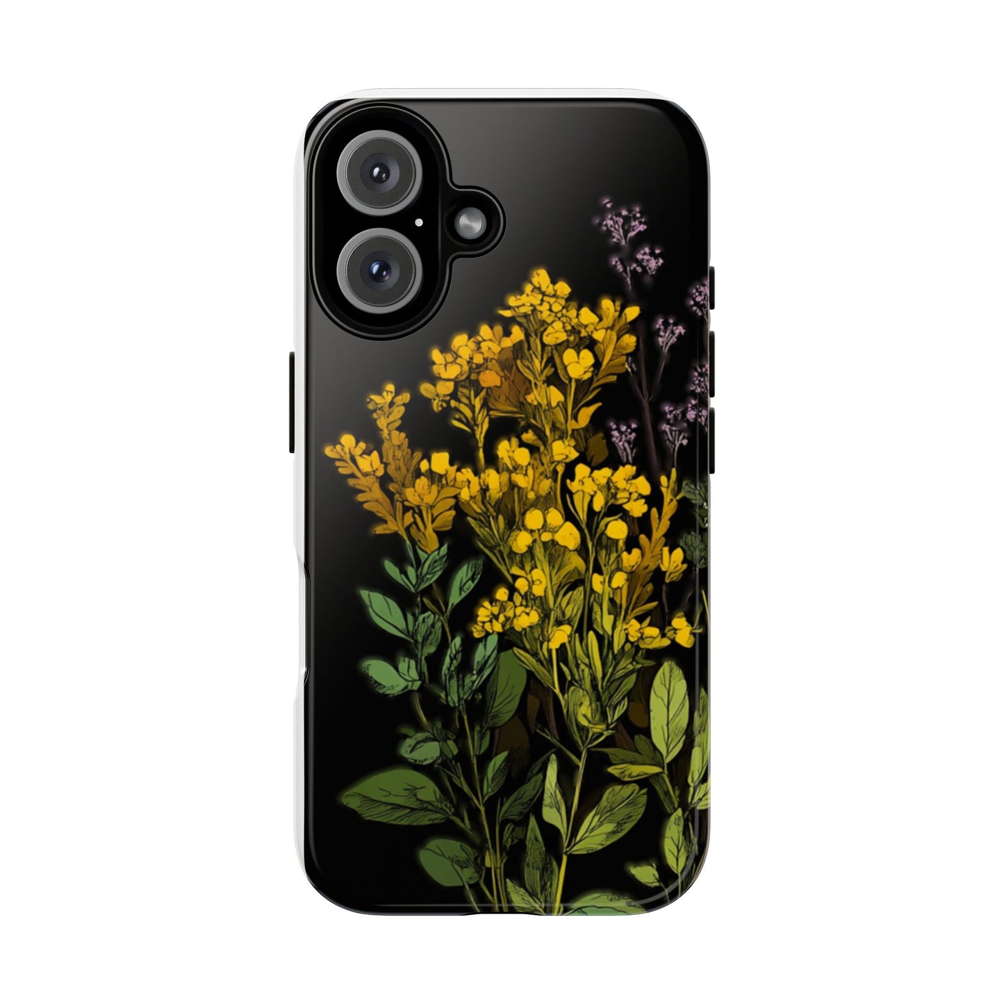 Floral Tough Phone Case - Elegant Yellow Botanical Design