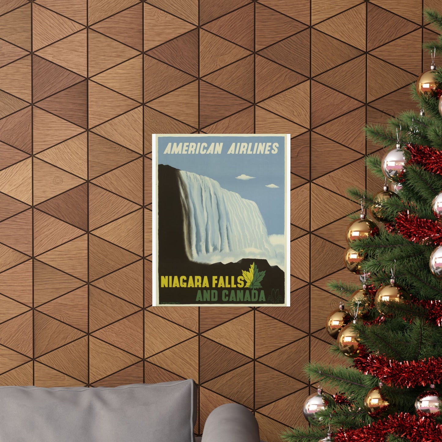 Vintage Niagara Falls Matte Poster - American Airlines Travel Art