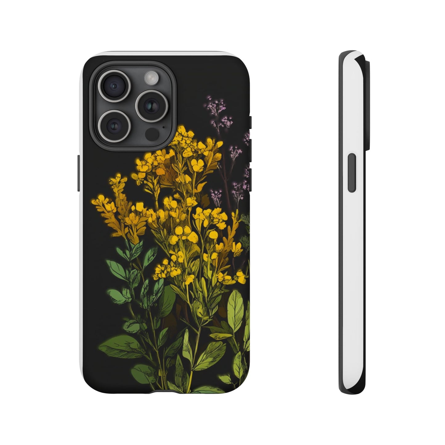 Floral Tough Phone Case - Elegant Yellow Botanical Design
