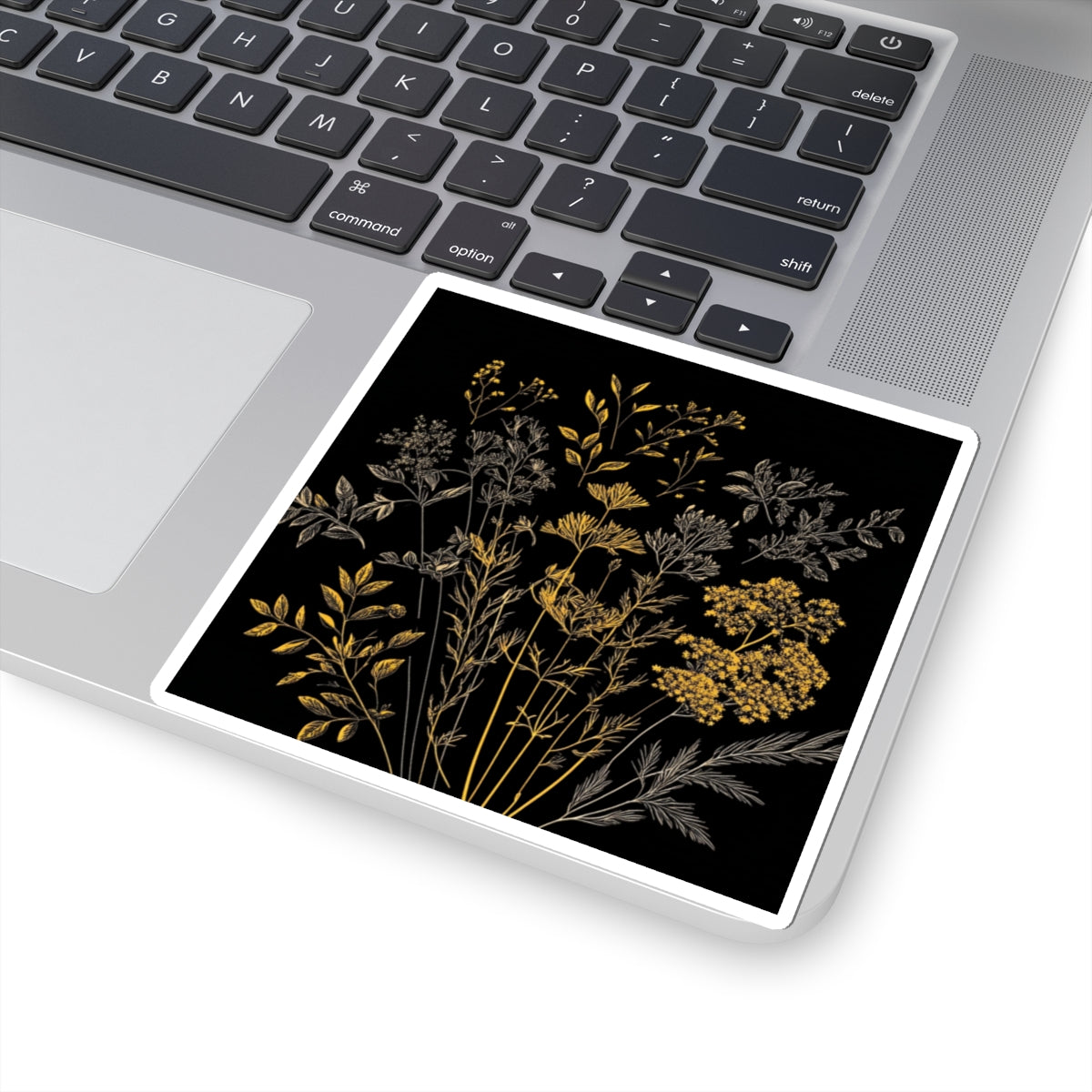 Floral Decor Kiss-Cut Stickers - Elegant Gold Botanical Decal