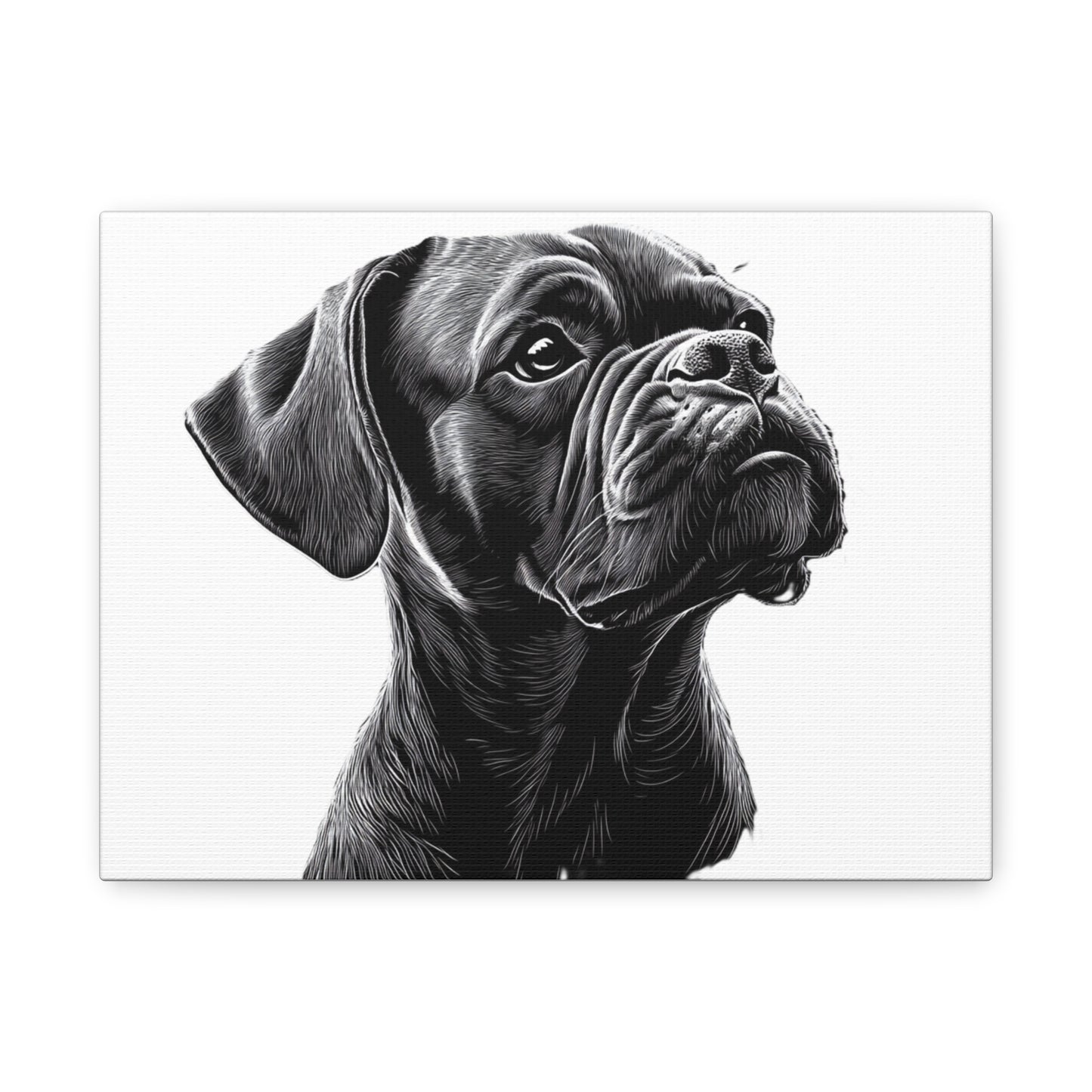 Canvas Wall Art - Black Boxer Dog Portrait - Pet Lover Home Decor