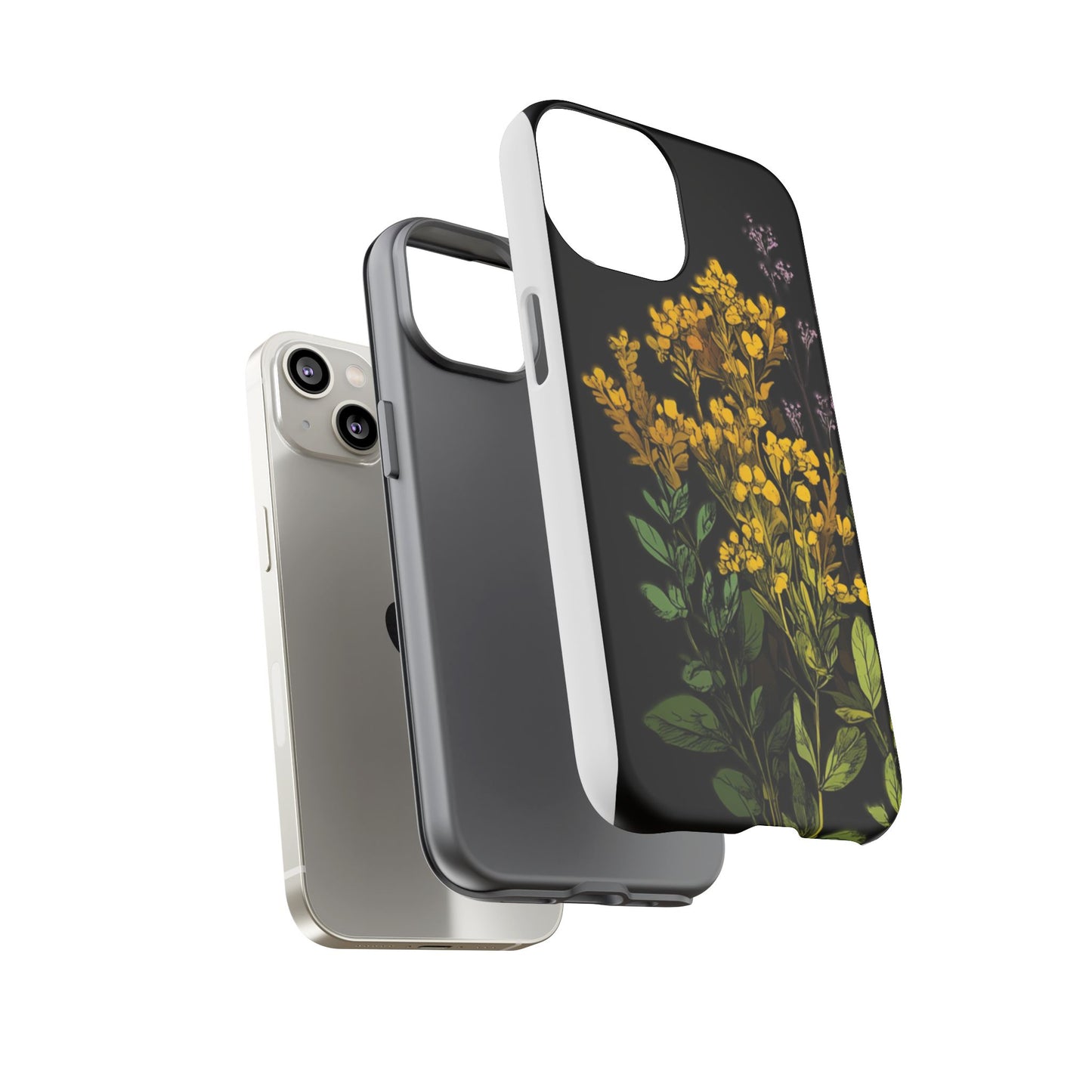 Floral Tough Phone Case - Elegant Yellow Botanical Design