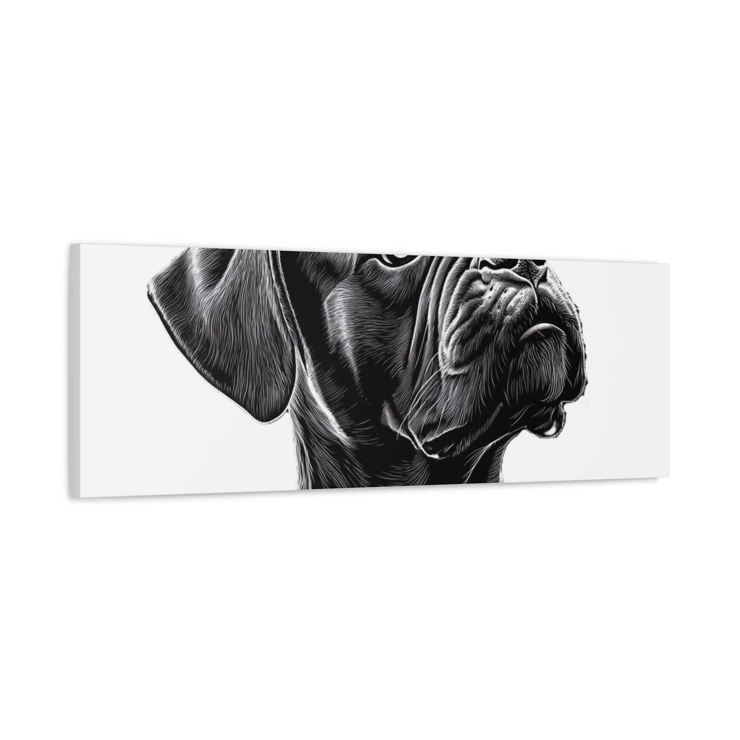 Canvas Wall Art - Black Boxer Dog Portrait - Pet Lover Home Decor