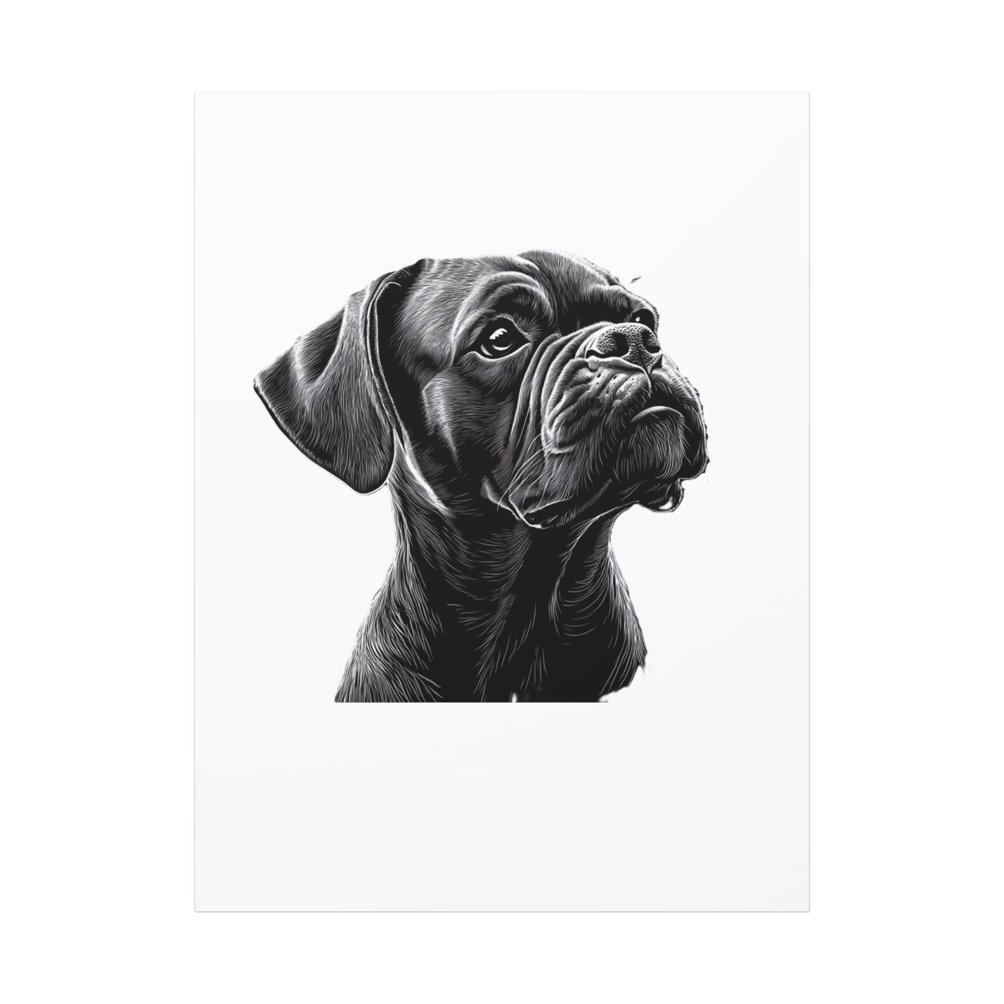 Canvas Wall Art - Black Boxer Dog Portrait - Pet Lover Home Decor