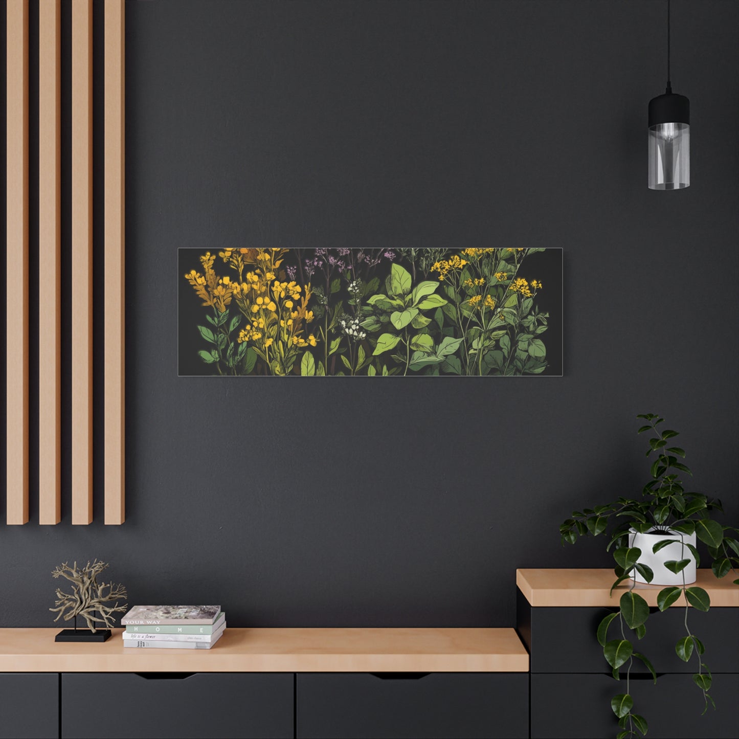 Botanical Wall Art - Matte Canvas Print of Colorful Herbs and Flowers