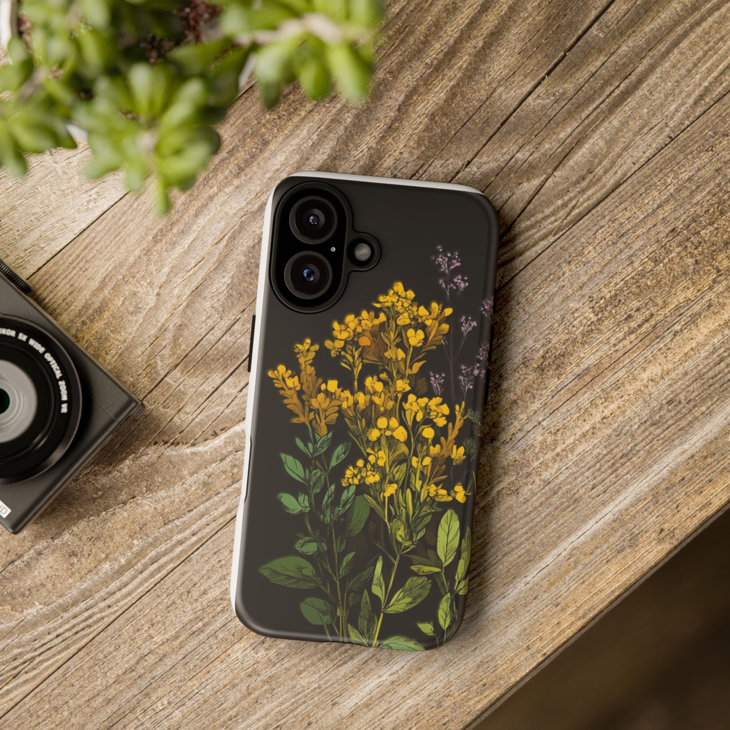 Floral Tough Phone Case - Elegant Yellow Botanical Design