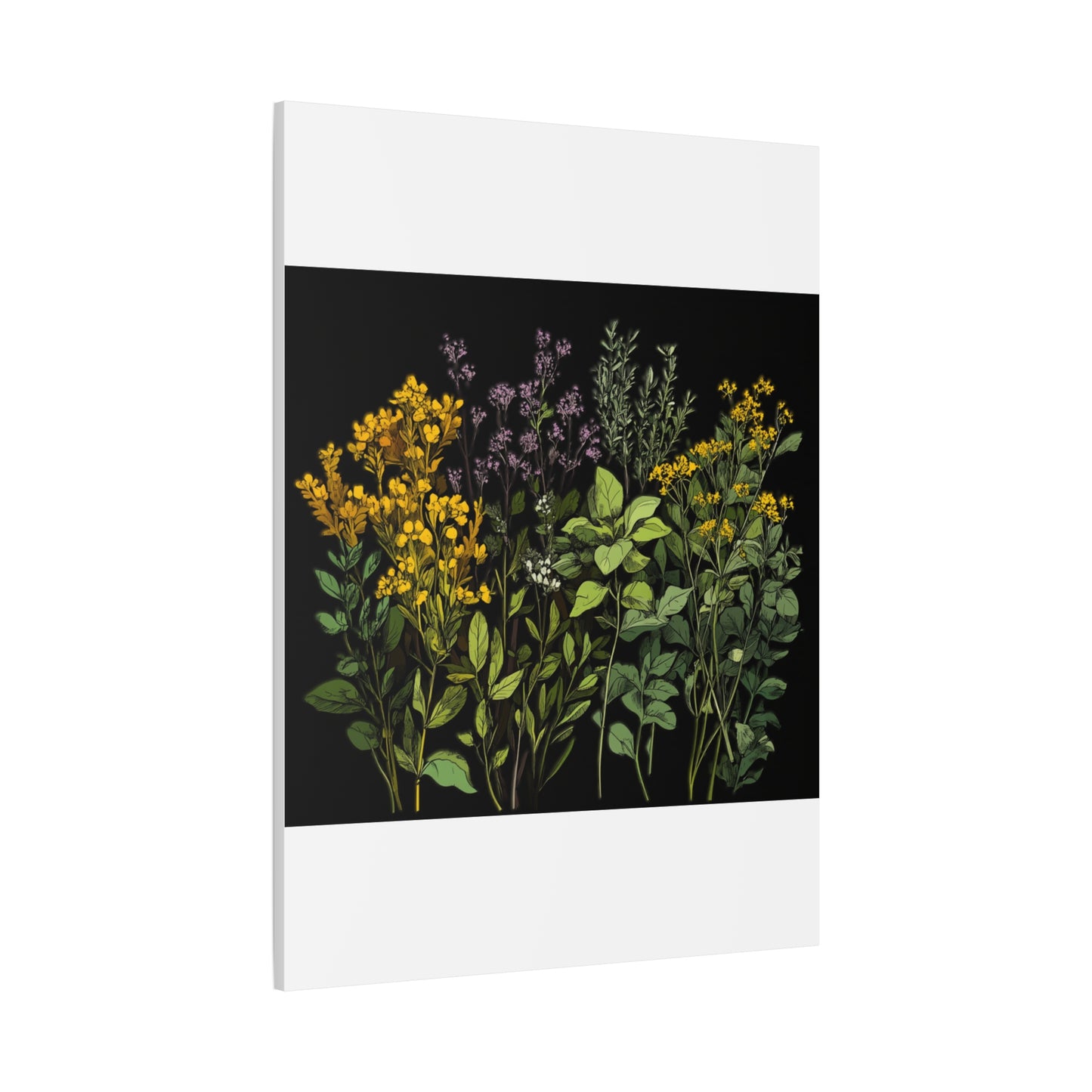 Botanical Wall Art - Matte Canvas Print of Colorful Herbs and Flowers