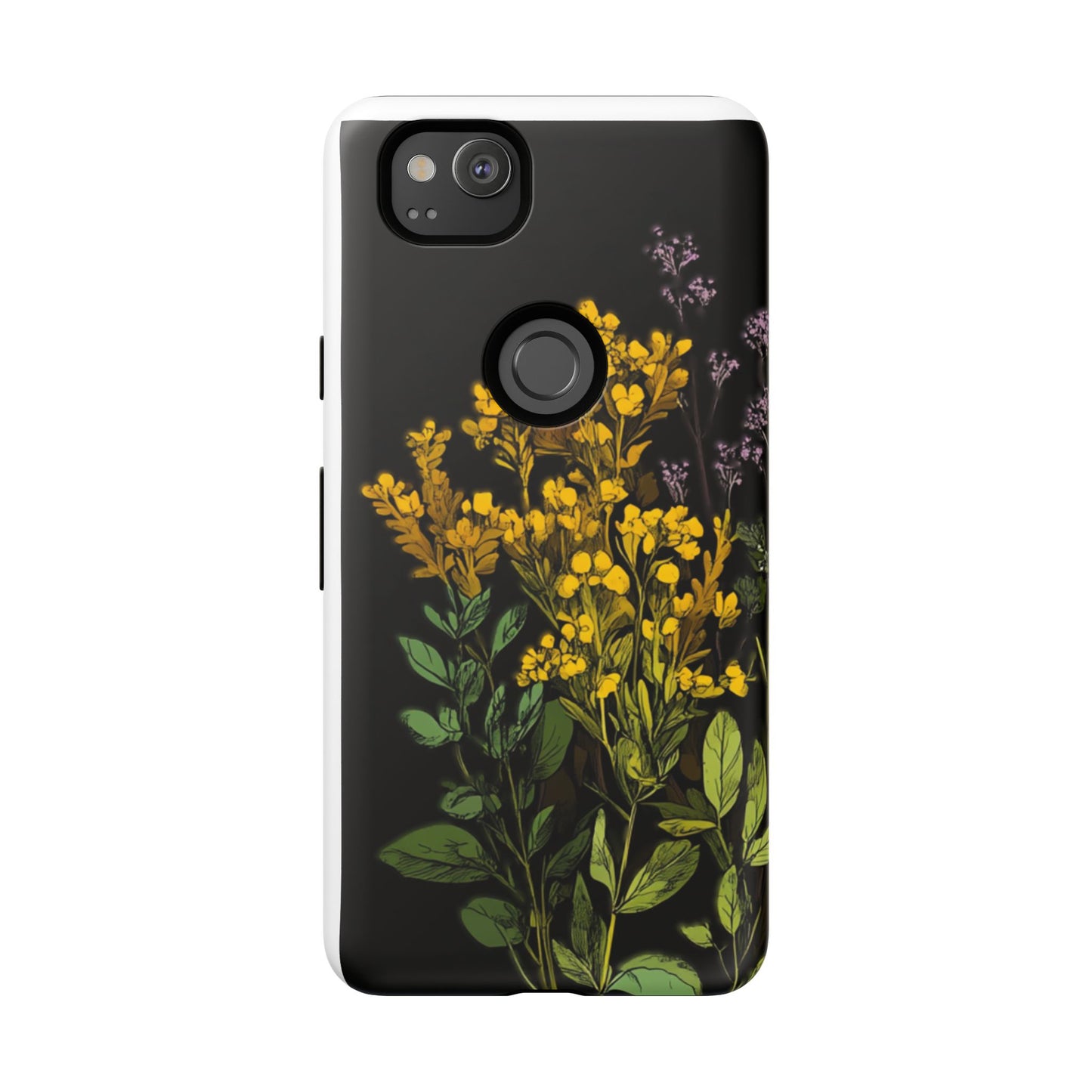 Floral Tough Phone Case - Elegant Yellow Botanical Design