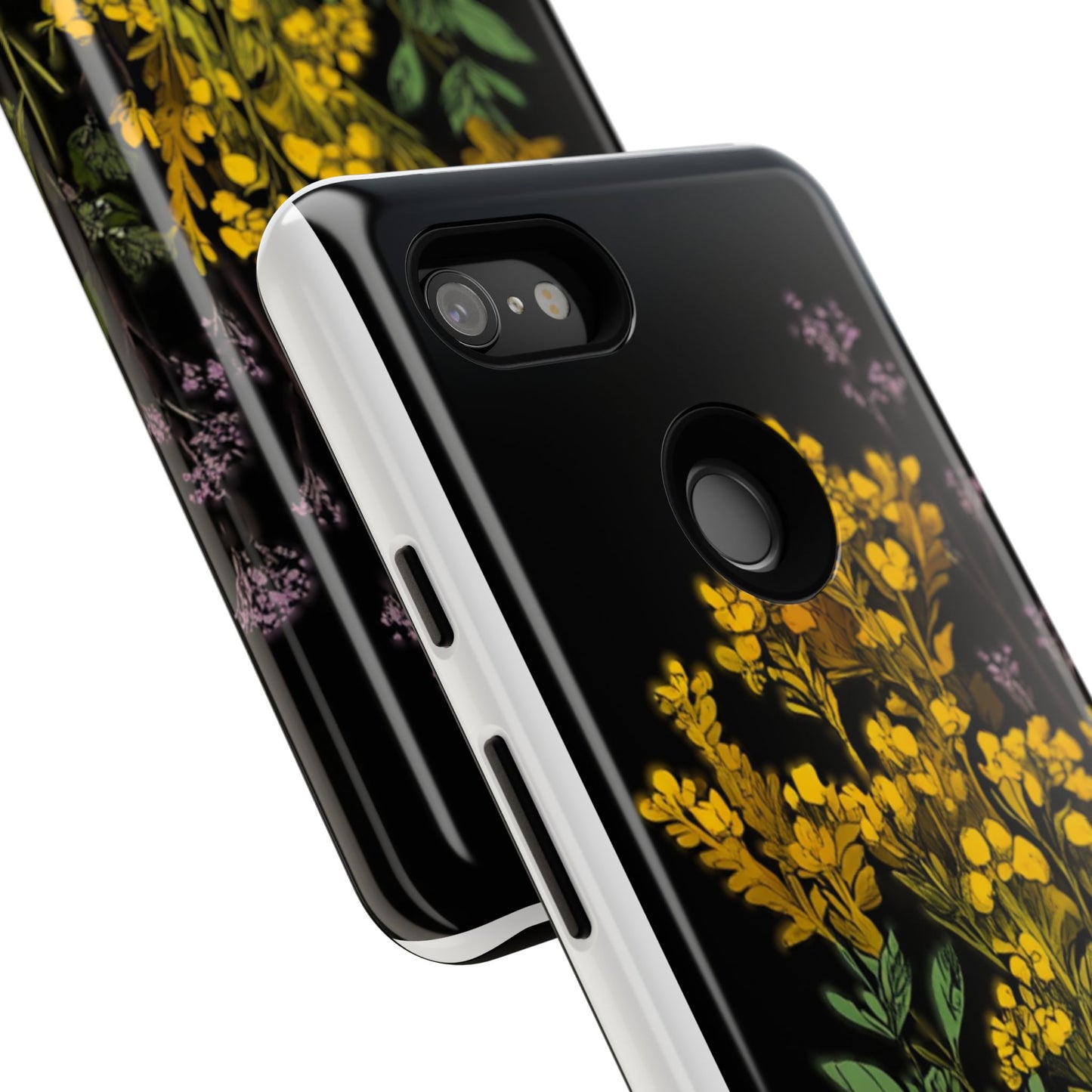 Floral Tough Phone Case - Elegant Yellow Botanical Design
