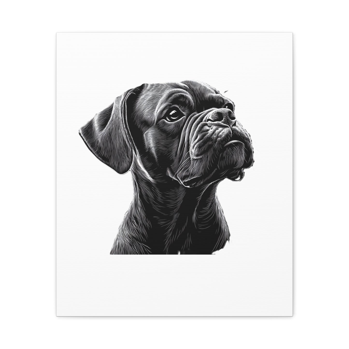 Canvas Wall Art - Black Boxer Dog Portrait - Pet Lover Home Decor