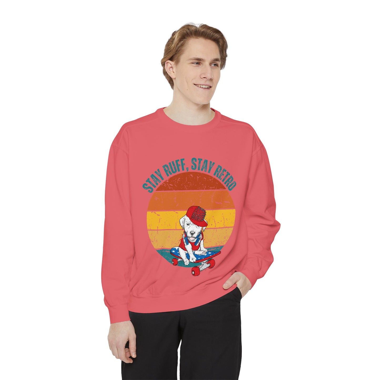 Stay Ruff, Stay Retro Unisex Garment-Dyed Sweatshirt