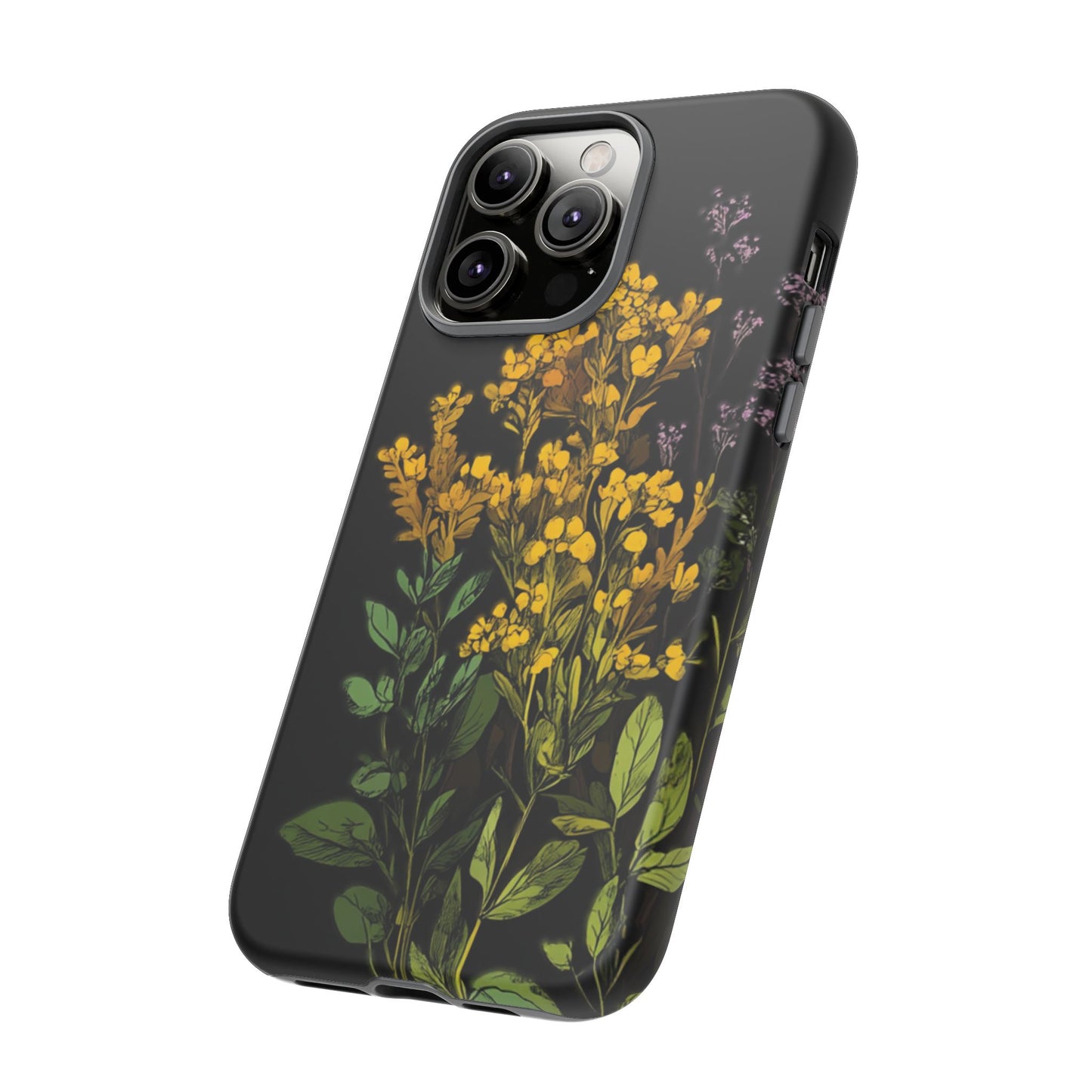 Floral Tough Phone Case - Elegant Yellow Botanical Design