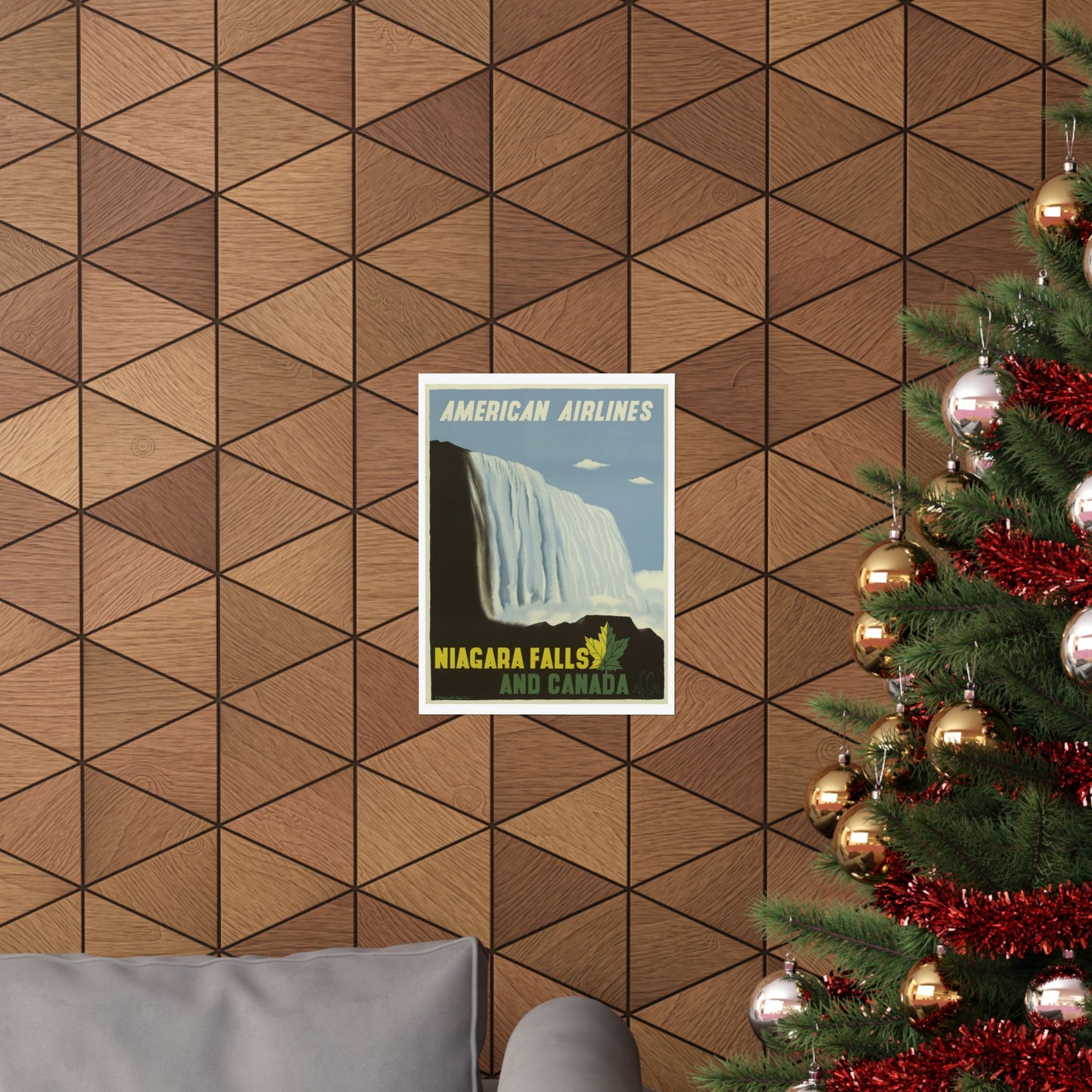 Vintage Niagara Falls Matte Poster - American Airlines Travel Art