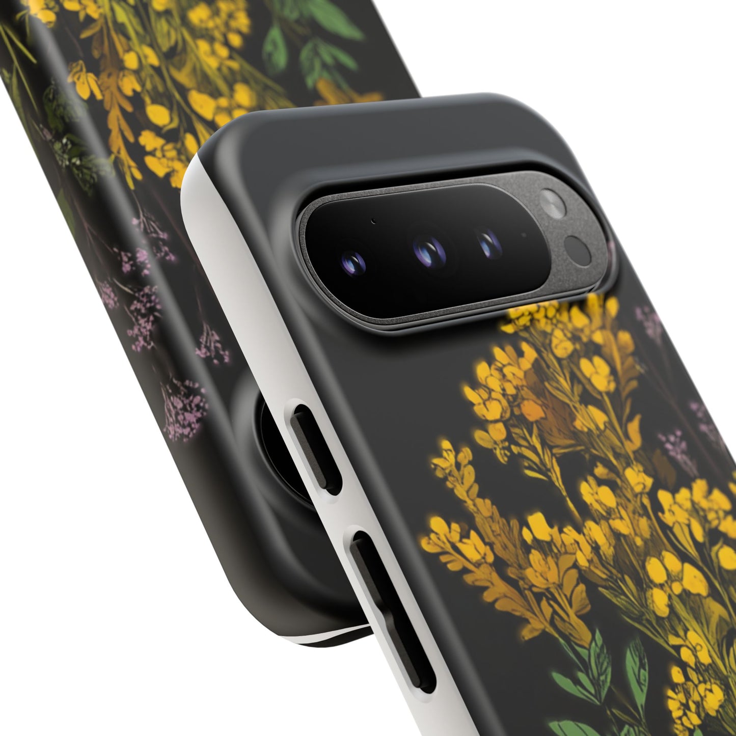 Floral Tough Phone Case - Elegant Yellow Botanical Design