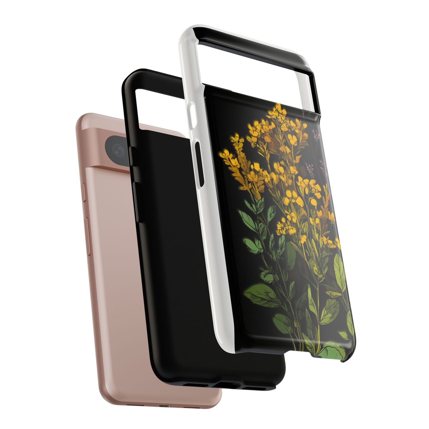 Floral Tough Phone Case - Elegant Yellow Botanical Design