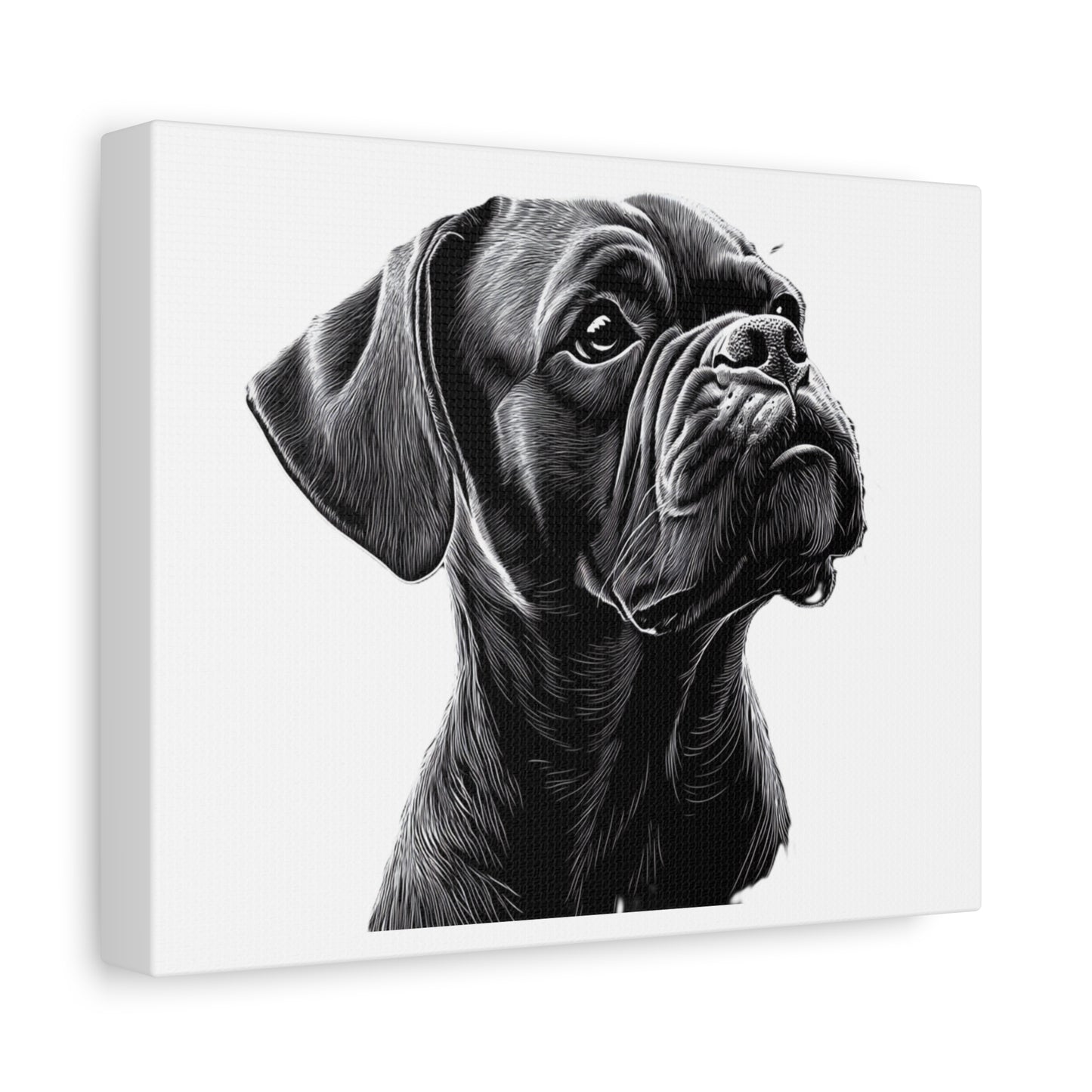 Canvas Wall Art - Black Boxer Dog Portrait - Pet Lover Home Decor