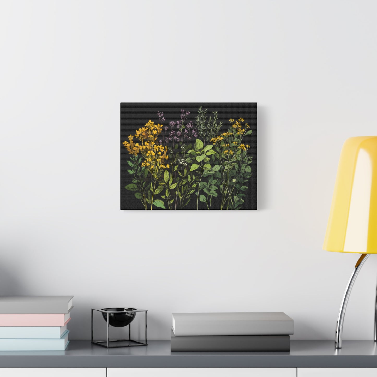 Botanical Wall Art - Matte Canvas Print of Colorful Herbs and Flowers
