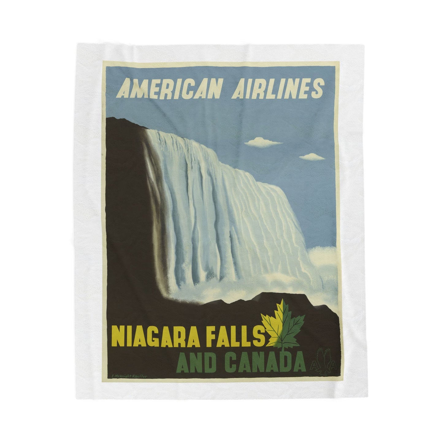 Niagara Falls Retro Velveteen Plush Blanket - Cozy Travel Décor
