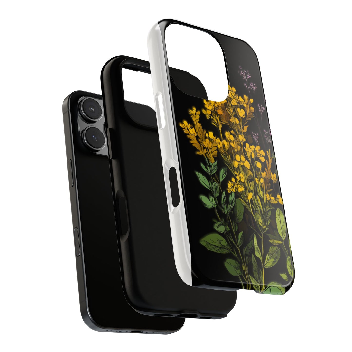 Floral Tough Phone Case - Elegant Yellow Botanical Design
