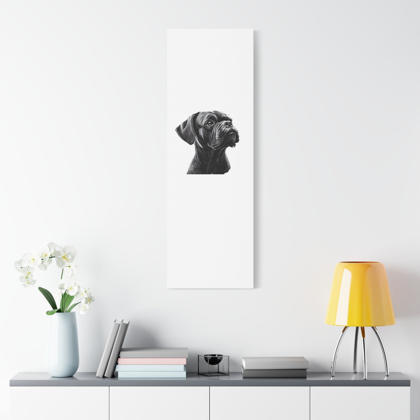Canvas Wall Art - Black Boxer Dog Portrait - Pet Lover Home Decor