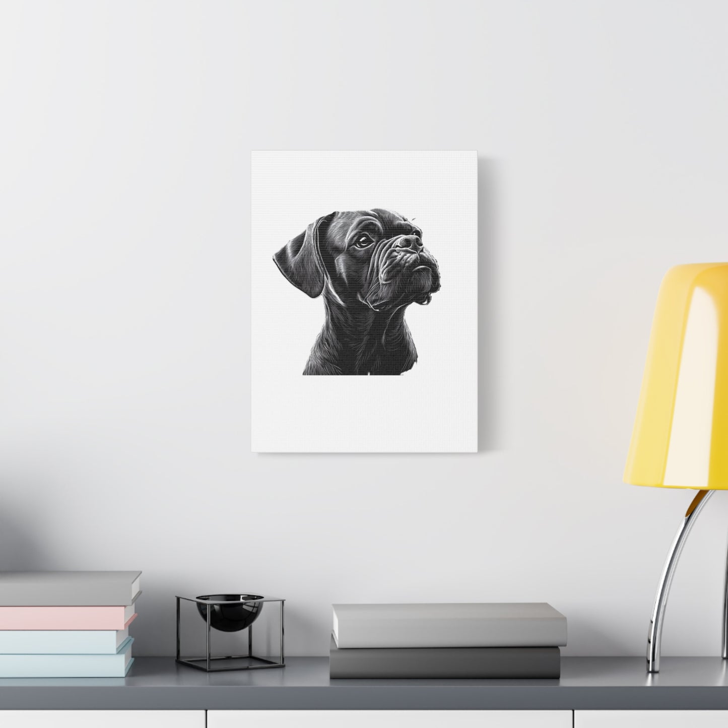 Canvas Wall Art - Black Boxer Dog Portrait - Pet Lover Home Decor