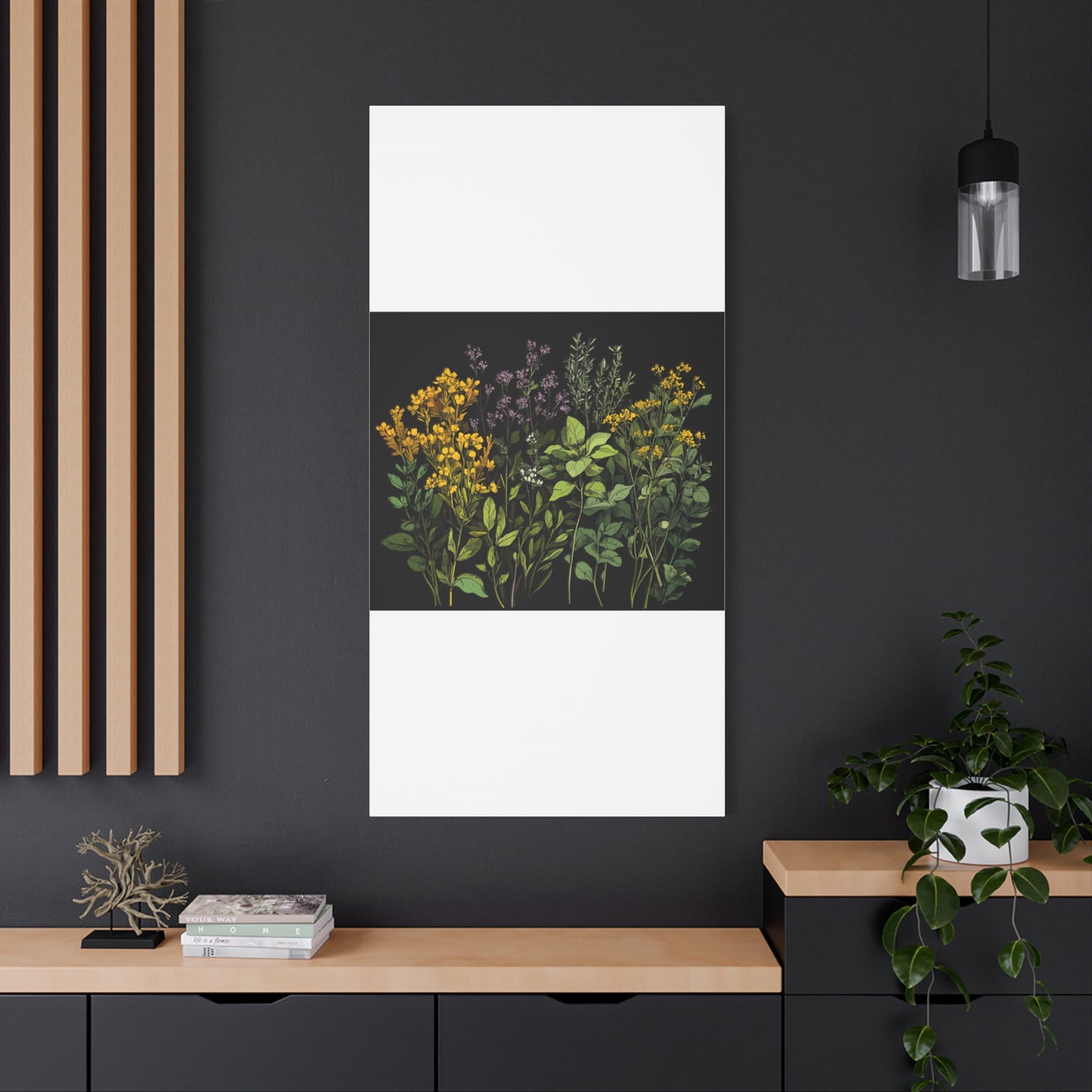Botanical Wall Art - Matte Canvas Print of Colorful Herbs and Flowers