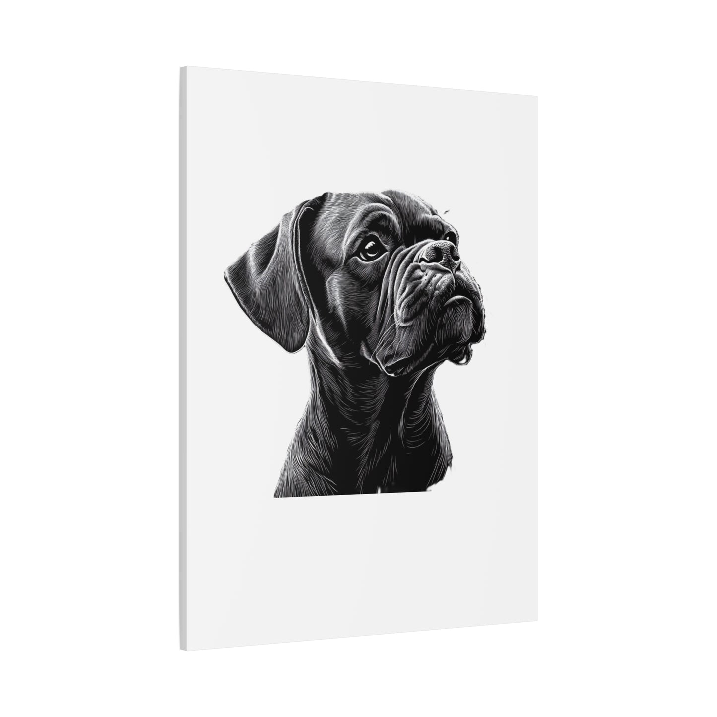 Canvas Wall Art - Black Boxer Dog Portrait - Pet Lover Home Decor