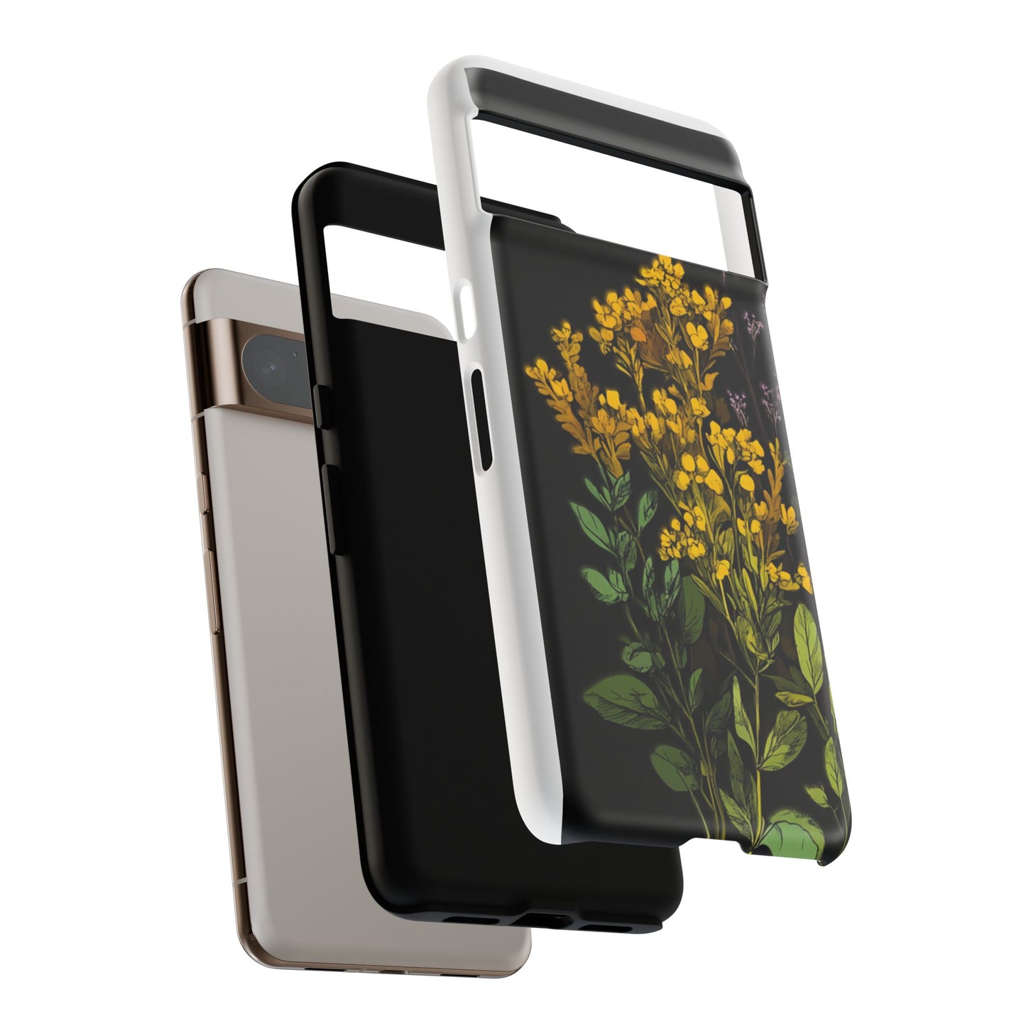 Floral Tough Phone Case - Elegant Yellow Botanical Design