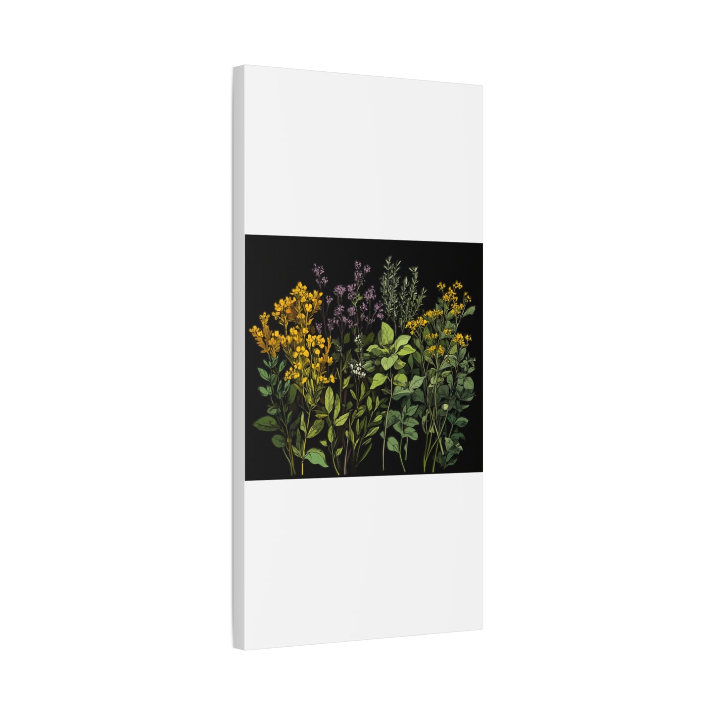 Botanical Wall Art - Matte Canvas Print of Colorful Herbs and Flowers