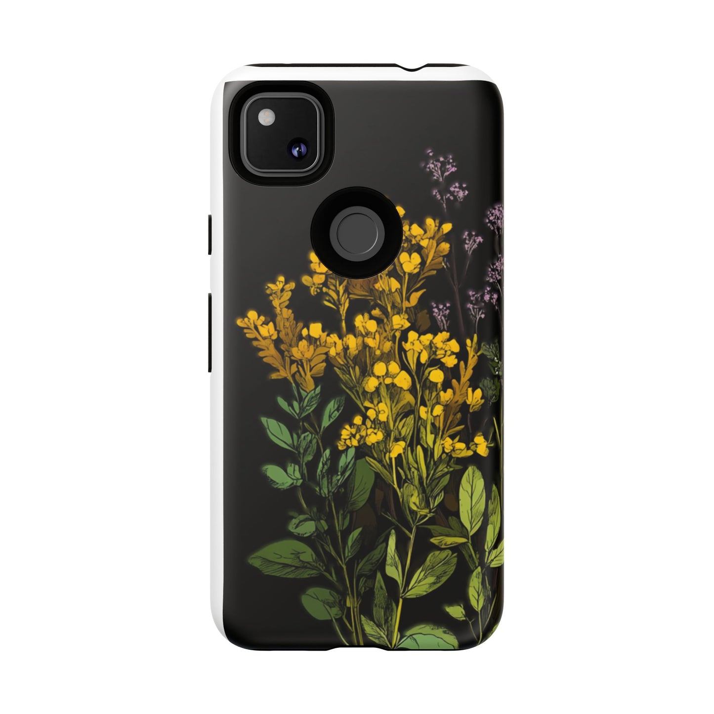 Floral Tough Phone Case - Elegant Yellow Botanical Design