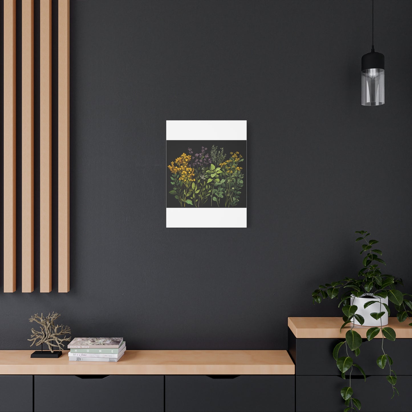 Botanical Wall Art - Matte Canvas Print of Colorful Herbs and Flowers