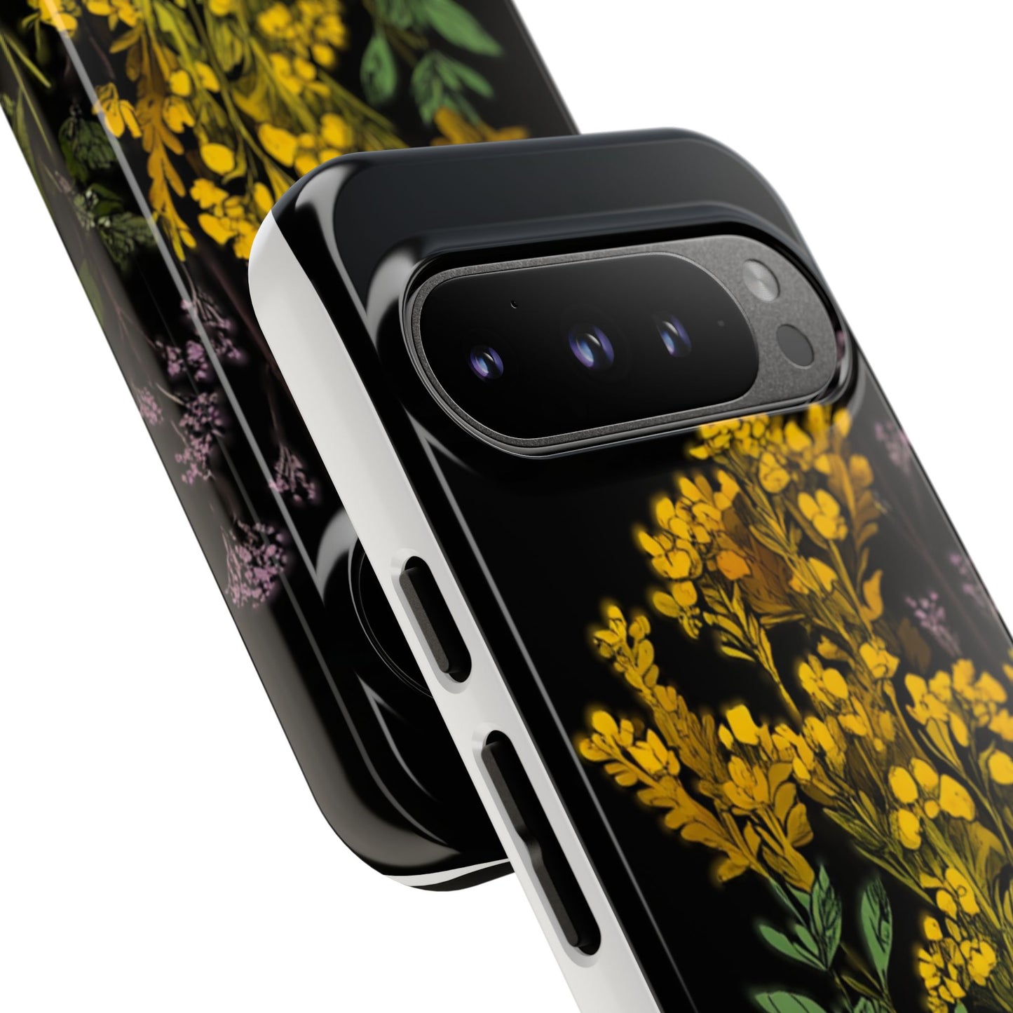 Floral Tough Phone Case - Elegant Yellow Botanical Design