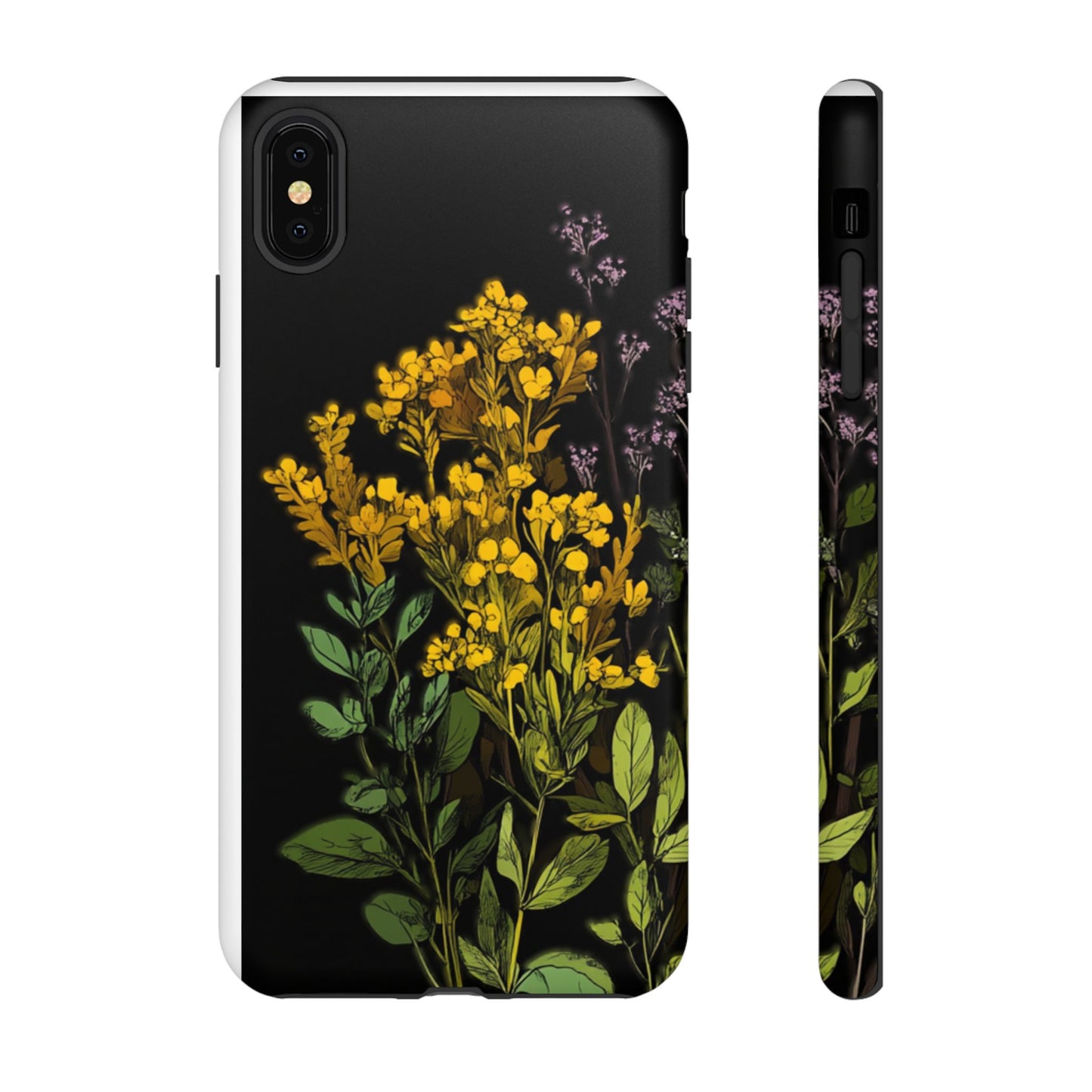 Floral Tough Phone Case - Elegant Yellow Botanical Design