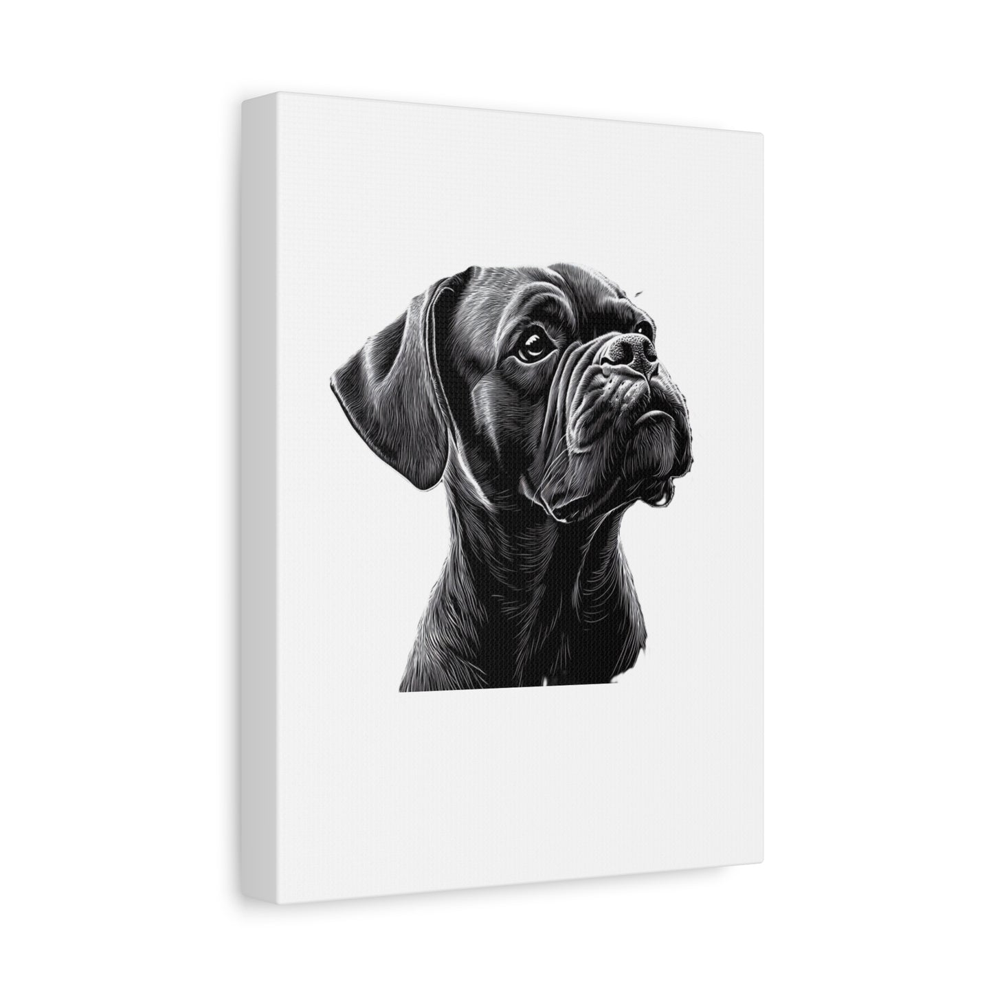 Canvas Wall Art - Black Boxer Dog Portrait - Pet Lover Home Decor