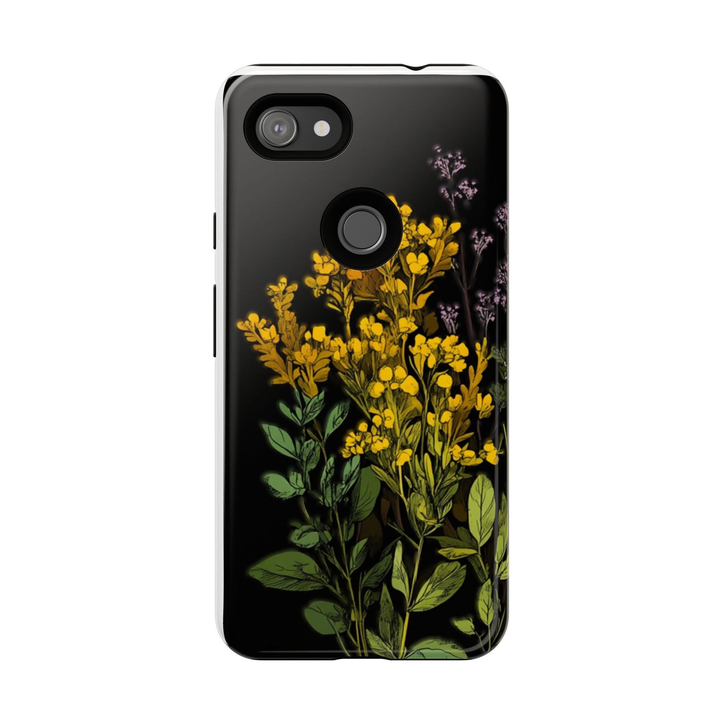 Floral Tough Phone Case - Elegant Yellow Botanical Design