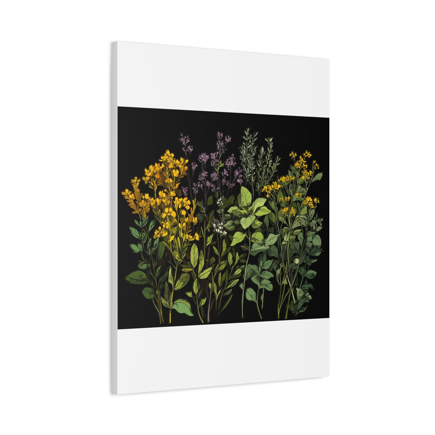 Botanical Wall Art - Matte Canvas Print of Colorful Herbs and Flowers