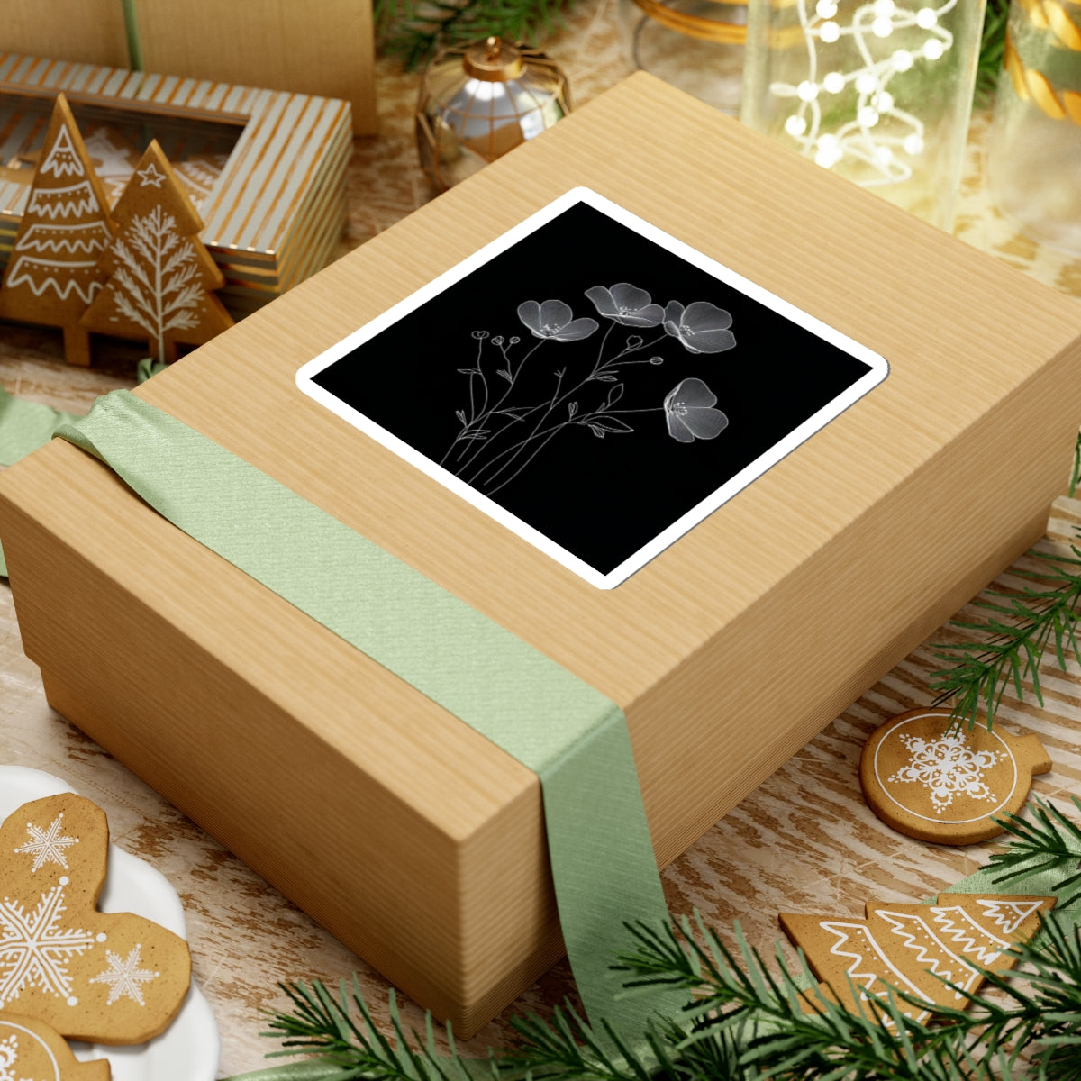 Floral Decor Kiss-Cut Stickers - Black White Floral Decals