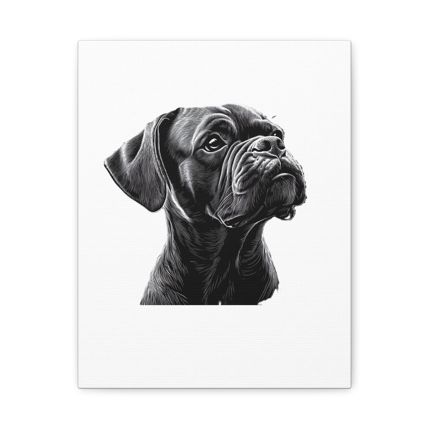 Canvas Wall Art - Black Boxer Dog Portrait - Pet Lover Home Decor