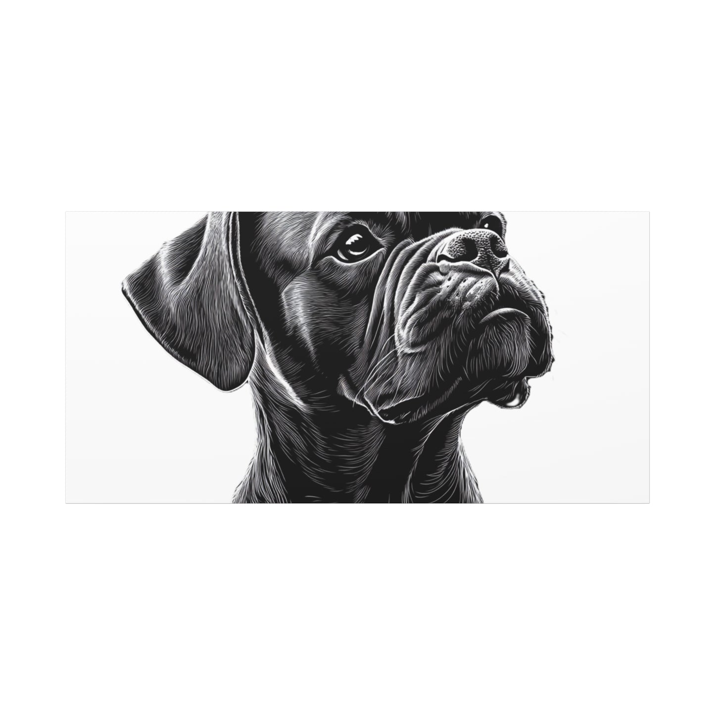 Canvas Wall Art - Black Boxer Dog Portrait - Pet Lover Home Decor