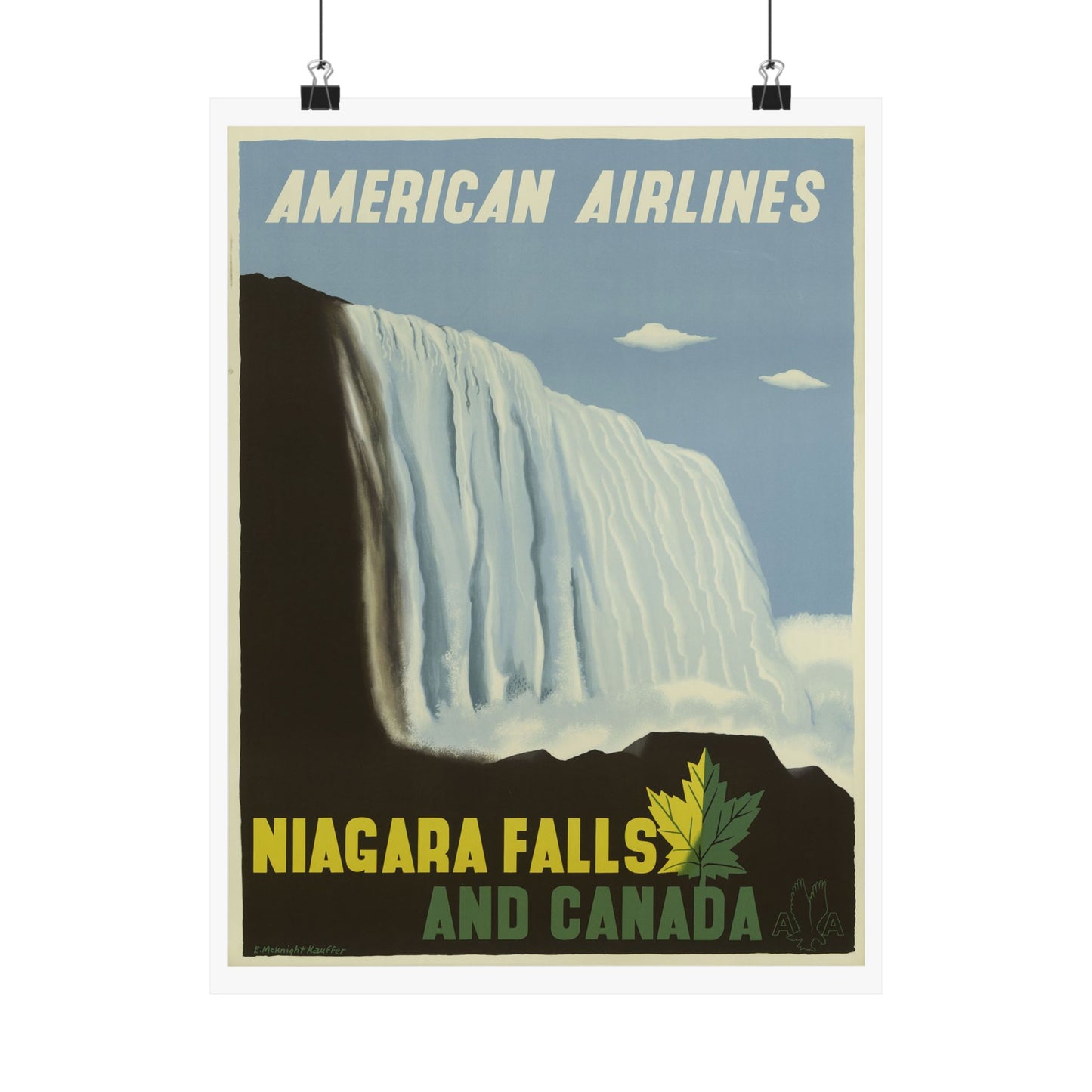 Vintage Niagara Falls Matte Poster - American Airlines Travel Art