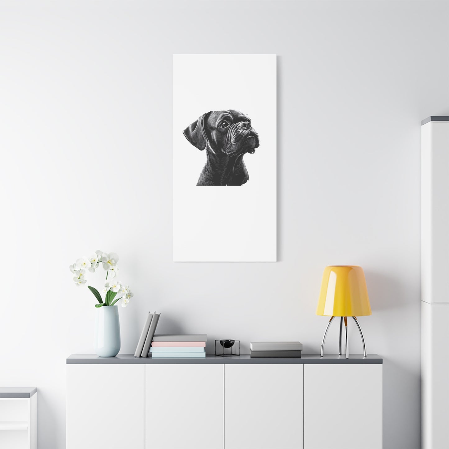 Canvas Wall Art - Black Boxer Dog Portrait - Pet Lover Home Decor