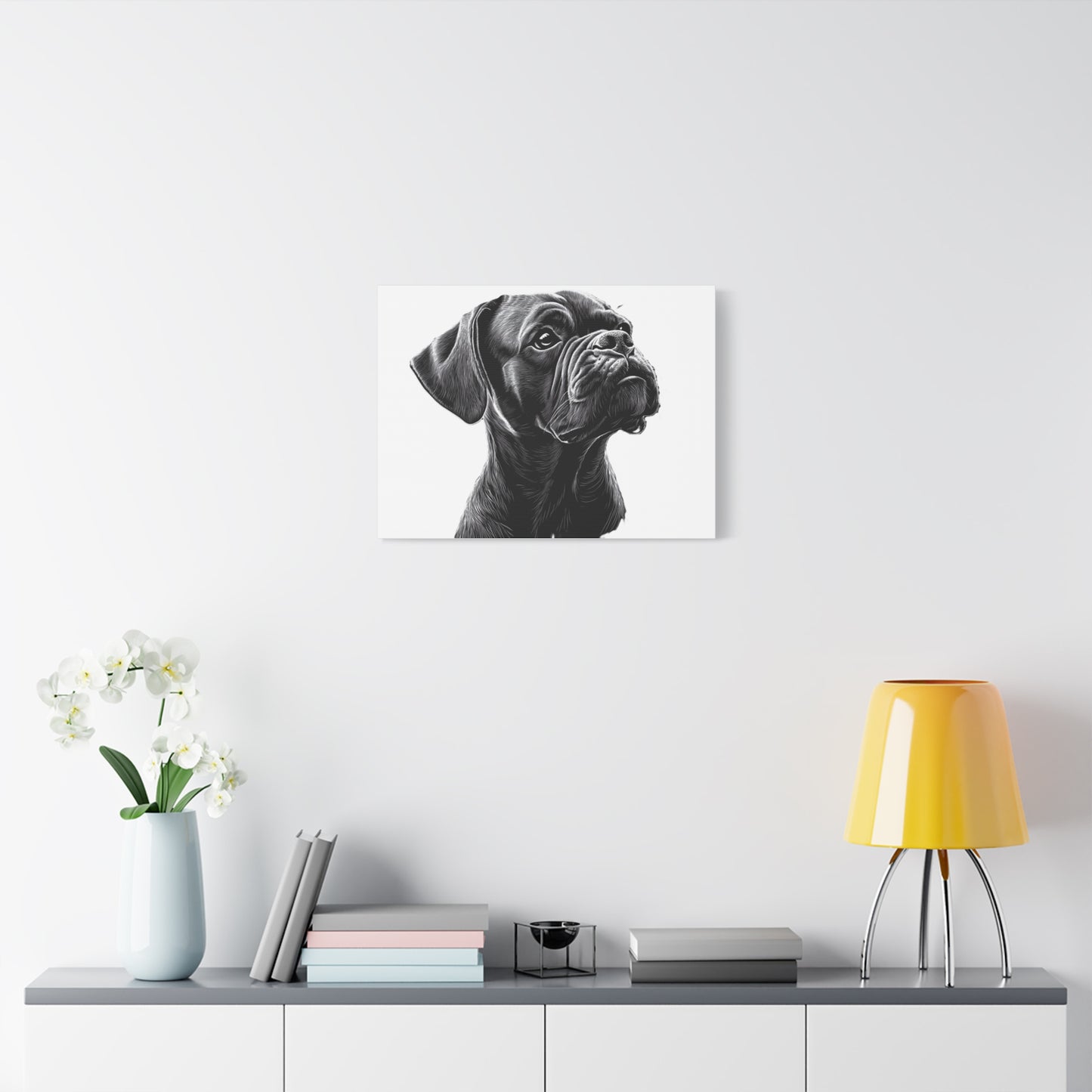 Canvas Wall Art - Black Boxer Dog Portrait - Pet Lover Home Decor