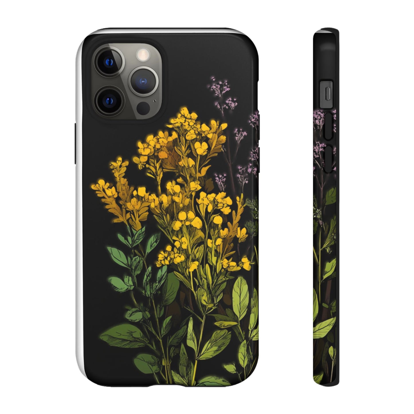 Floral Tough Phone Case - Elegant Yellow Botanical Design