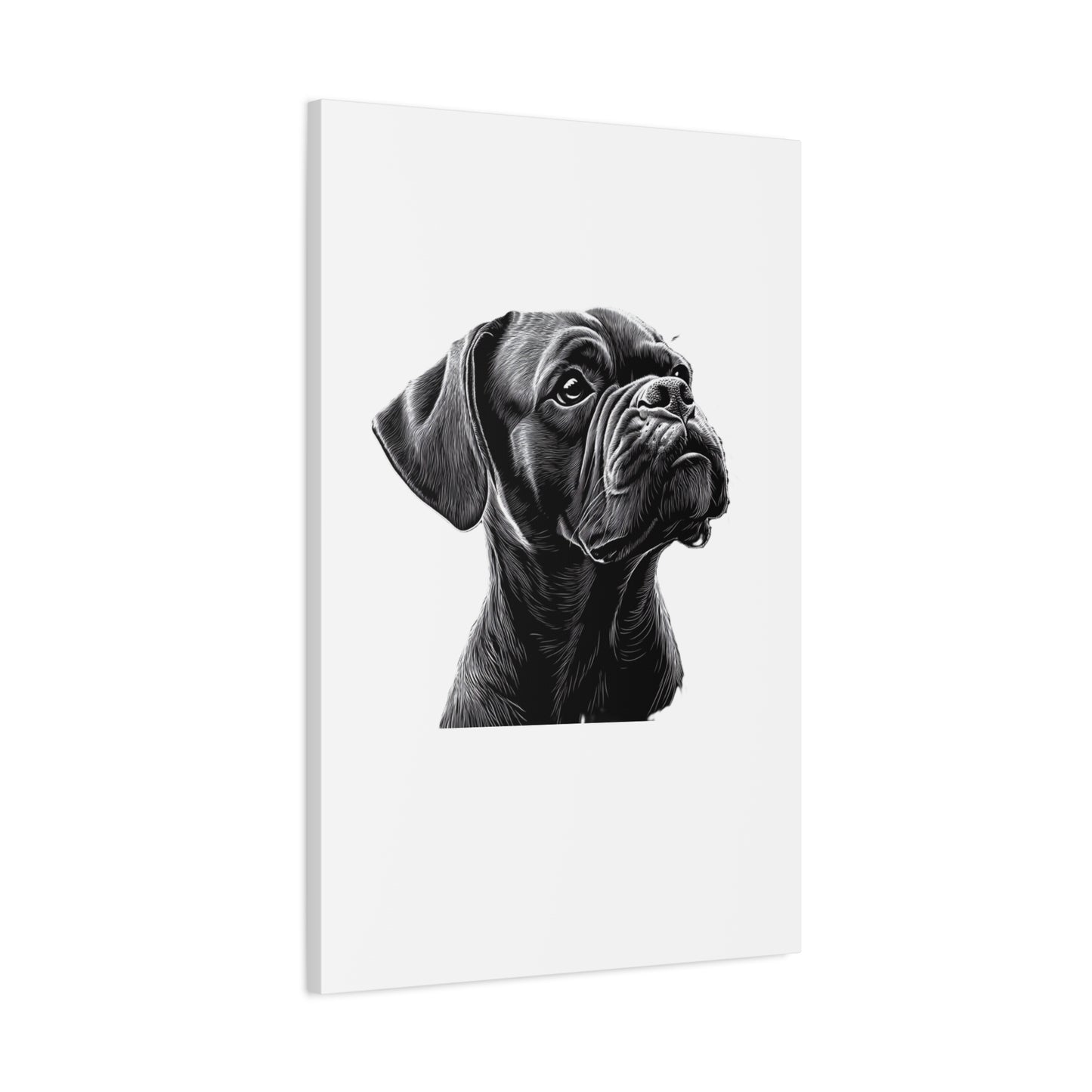 Canvas Wall Art - Black Boxer Dog Portrait - Pet Lover Home Decor