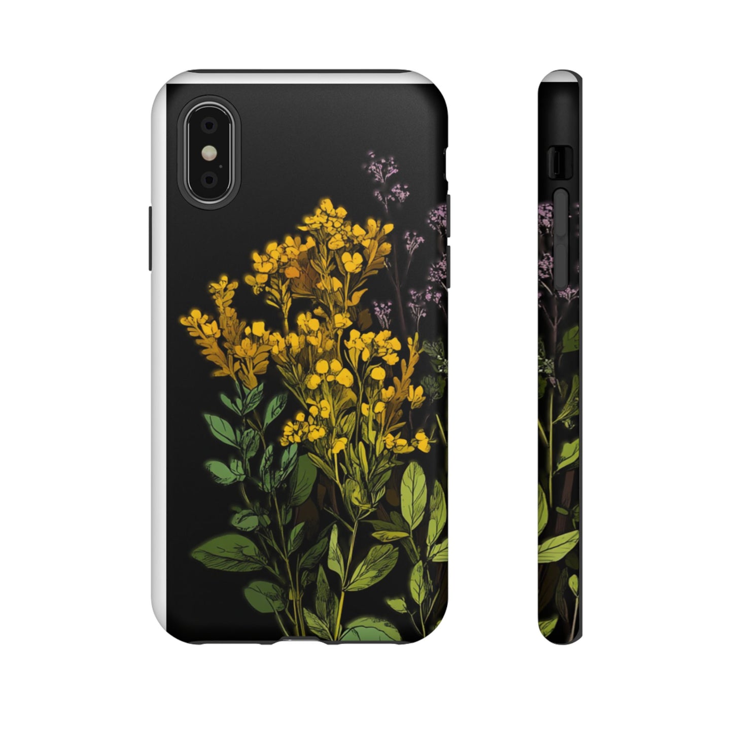 Floral Tough Phone Case - Elegant Yellow Botanical Design