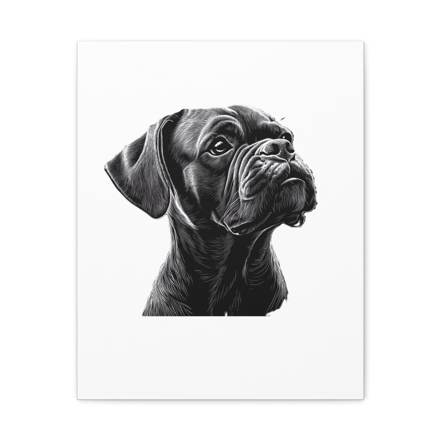 Canvas Wall Art - Black Boxer Dog Portrait - Pet Lover Home Decor