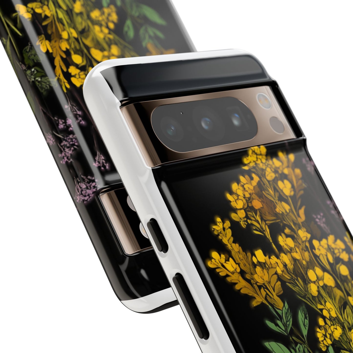 Floral Tough Phone Case - Elegant Yellow Botanical Design